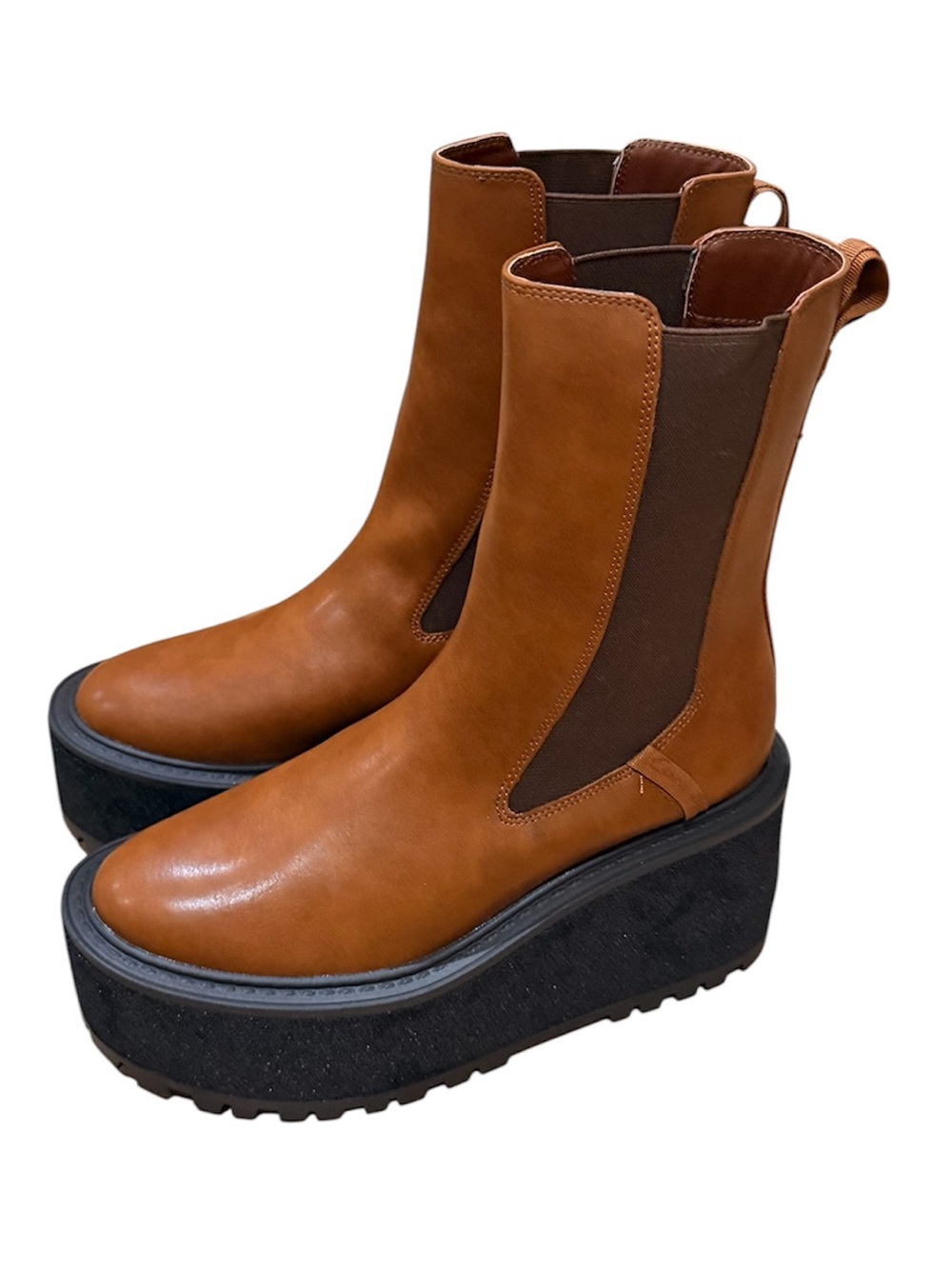 Circus by Sam Edelman Brown Platform Chelsea Boots Lug Sole Ankle Boot Size 8